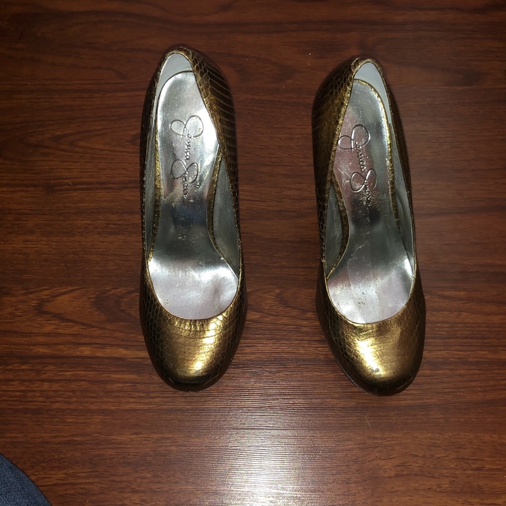 bronze Jessica Simpson heels